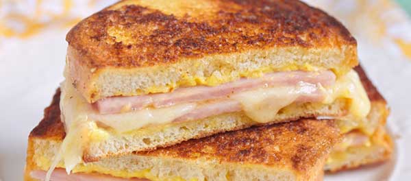 picture of grilled ham egg and cheese sandwich
