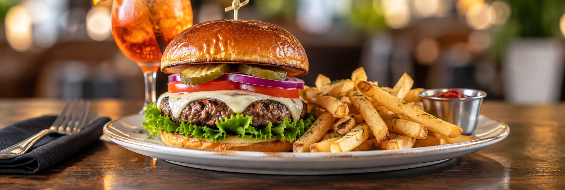 Gourmet USDA Prime burger at Tulum Grill in Boca Raton